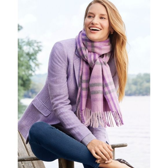 Talbots Classic Shetland Wool Blazer Melange Herringbone Purple Size 4P - Picture 1 of 16